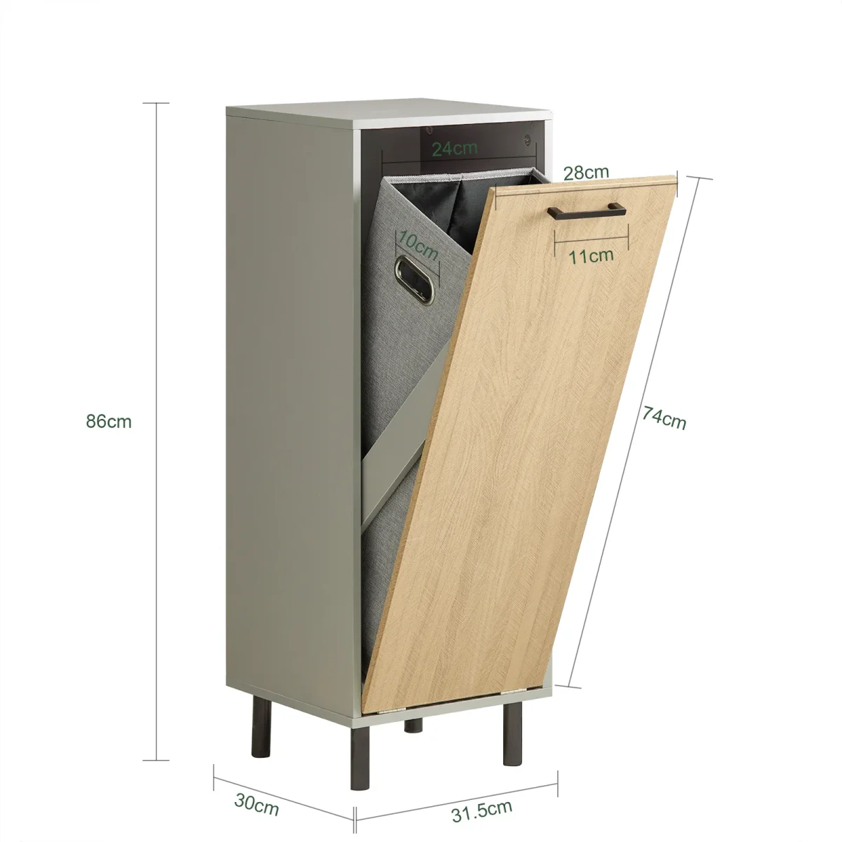 SoBuy BZR132-NG Cesto para Ropa Sucia con 1 Cest Gris y Madera - Imagen 4
