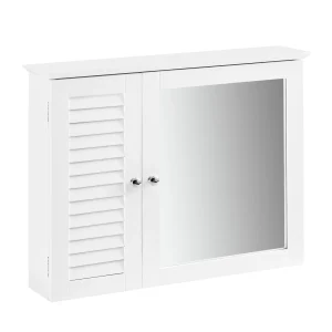 SoBuy BZR55-W Mueble de Pared con Espejo Blanco