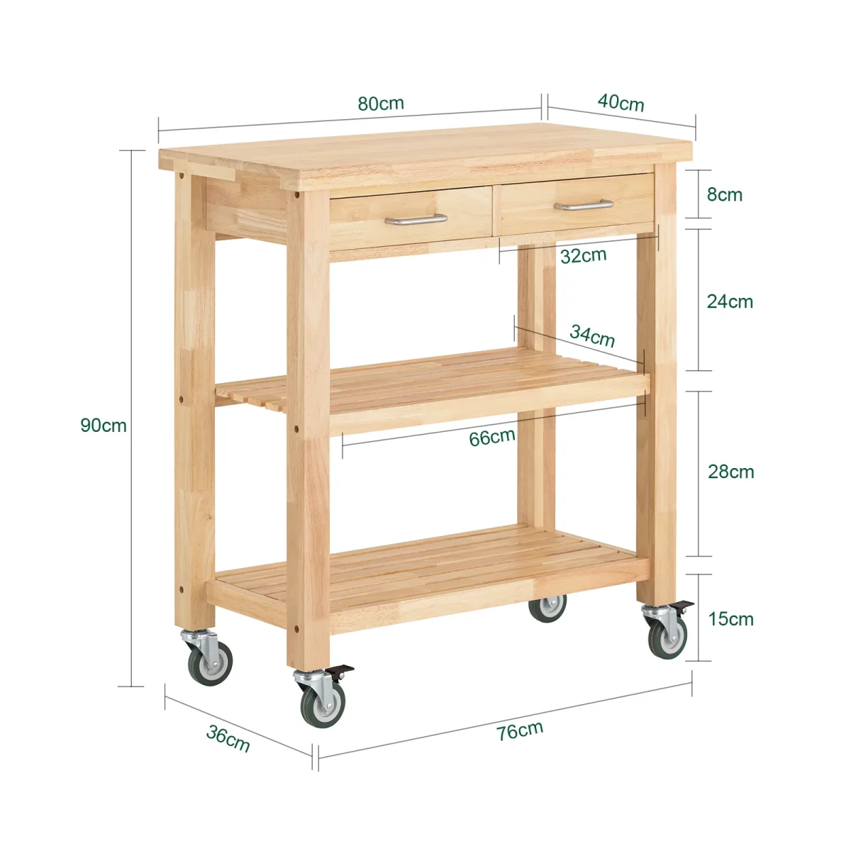 SoBuy FKW24-II-N Carro de Cocina con 2 cajones y 2 Estantes - Imagen 4