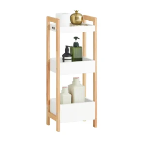 Preventa-SoBuy FRG226-WN Estanterías de Baño con 3 niveles de bandeja Blanco