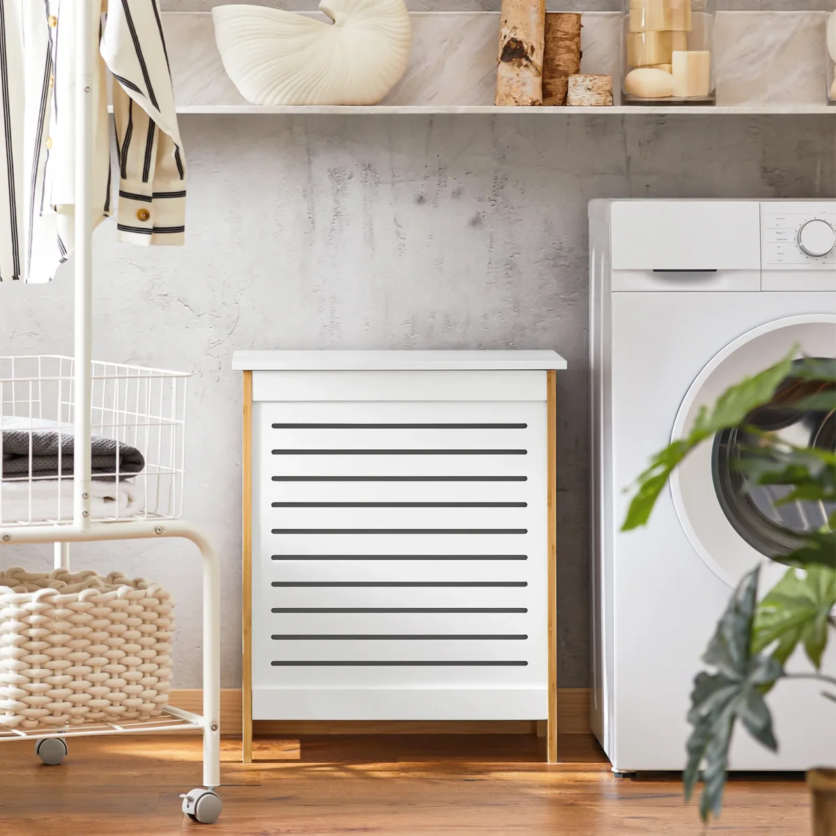 SoBuy FSS66-WN Cesto para la colada Armario de baño Blanco - Imagen 3