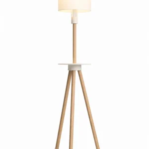 Lámpara de pie de diseño KORA | Madera natural y pantalla texturizada