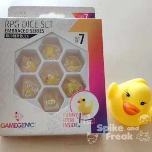 Set de dados patos- Gamegenic – Embraced Series – Rubber Duck – RPG Dice Set+pato de goma